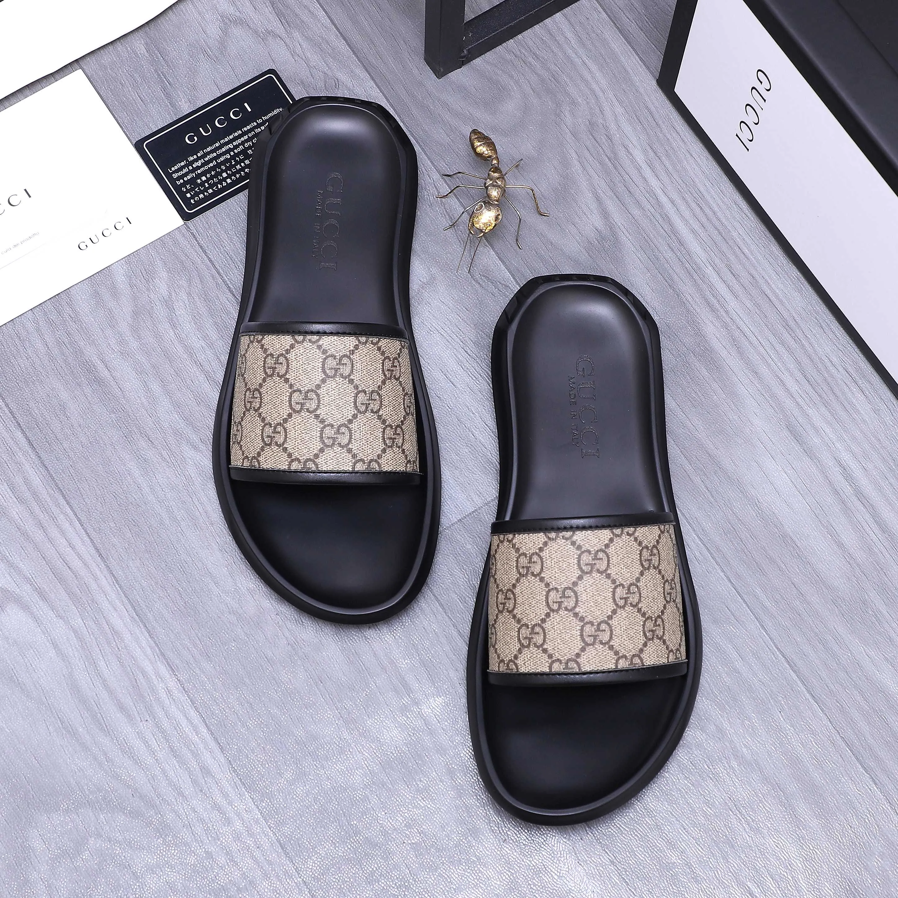 Men's shoes 💰280 Product trademark: GUCCI "Gucci" slippers Regular size: 38-44 (45.46 custom-made, non-returnable) Product materials: Selected cowhide printed upper, instep imitation leather lining, original outsole